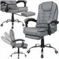 Grey Swivel Office Chair with Footrest