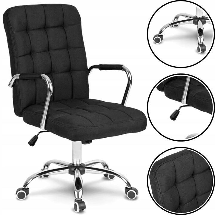 Benton+ Black Fabric Swivel Office Chair with Tilt Function