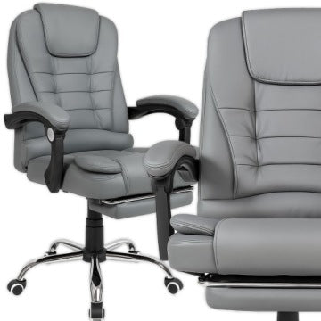 Grey Swivel Office Chair with Footrest