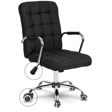 Benton+ Black Fabric Swivel Office Chair with Tilt Function