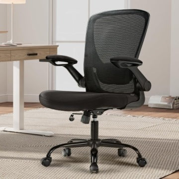 Foldable Mesh Office Chair with Armrests and Lumbar Support
