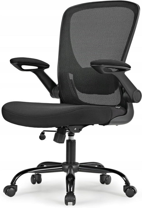 Foldable Mesh Office Chair with Armrests and Lumbar Support