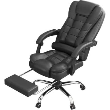 LC08 Black Leather-Style Ergonomic Office Chair with Massage and Footrest