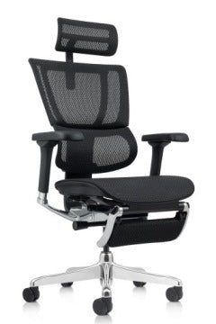 Grospol IOO 2 Black Mesh Ergonomic Office Chair Set with Footrest